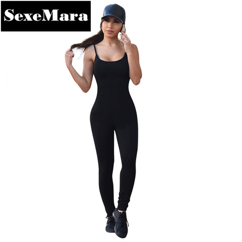 Backless Halter Bandage Jumpsuits Female Fitness Jumpsuit Casual Active Wear Sexy One Piece Outfits Women Black Rompers D36-H58