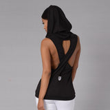 2017 Summer Sexy Women Tops Tank Tops Hooded Backless Cross Hollow Out Shirts Fitness Sleeveless Vest Active Wear