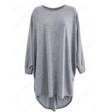 Women Blouse High Low Dip Hem Baggy Long Batwing Oversized Casual O-neck Wear Long Top Blouse Gray Black