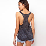 2017 Summer Sexy Sleeveless Strapless Loose Vest Female Transparent Active Wear Fitness Tank Tops for Women