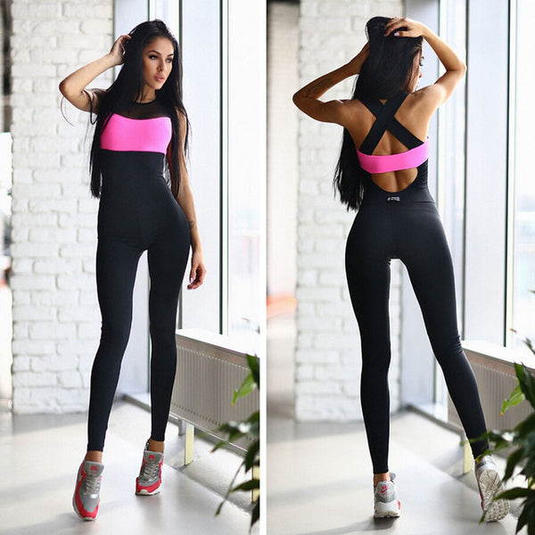 Women Jumpsuit Active Wear Fitness skinny Pants rompers women jumpsuit 2017 Women Sleeve Casual Playsuits Overalls Bodysuit