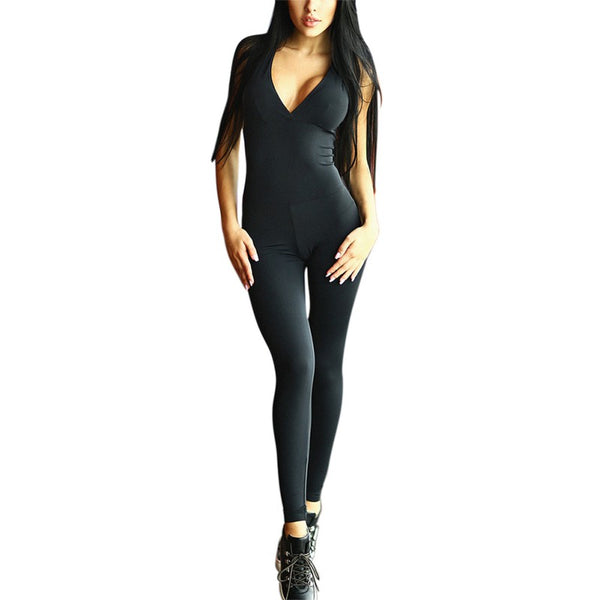 Women Sleeve Bandage Play Suits Overalls Women Jumpsuit Active Wear Fitness Stretch Pants rompers womens pure black
